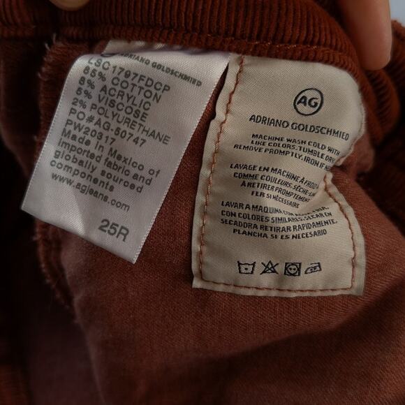 Ag Adriano Goldschmied Rhett Corduroy High Waist Straight Cropped Jeans, size 25 - Picture 7 of 7